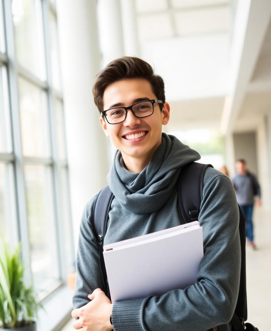 Happy international student