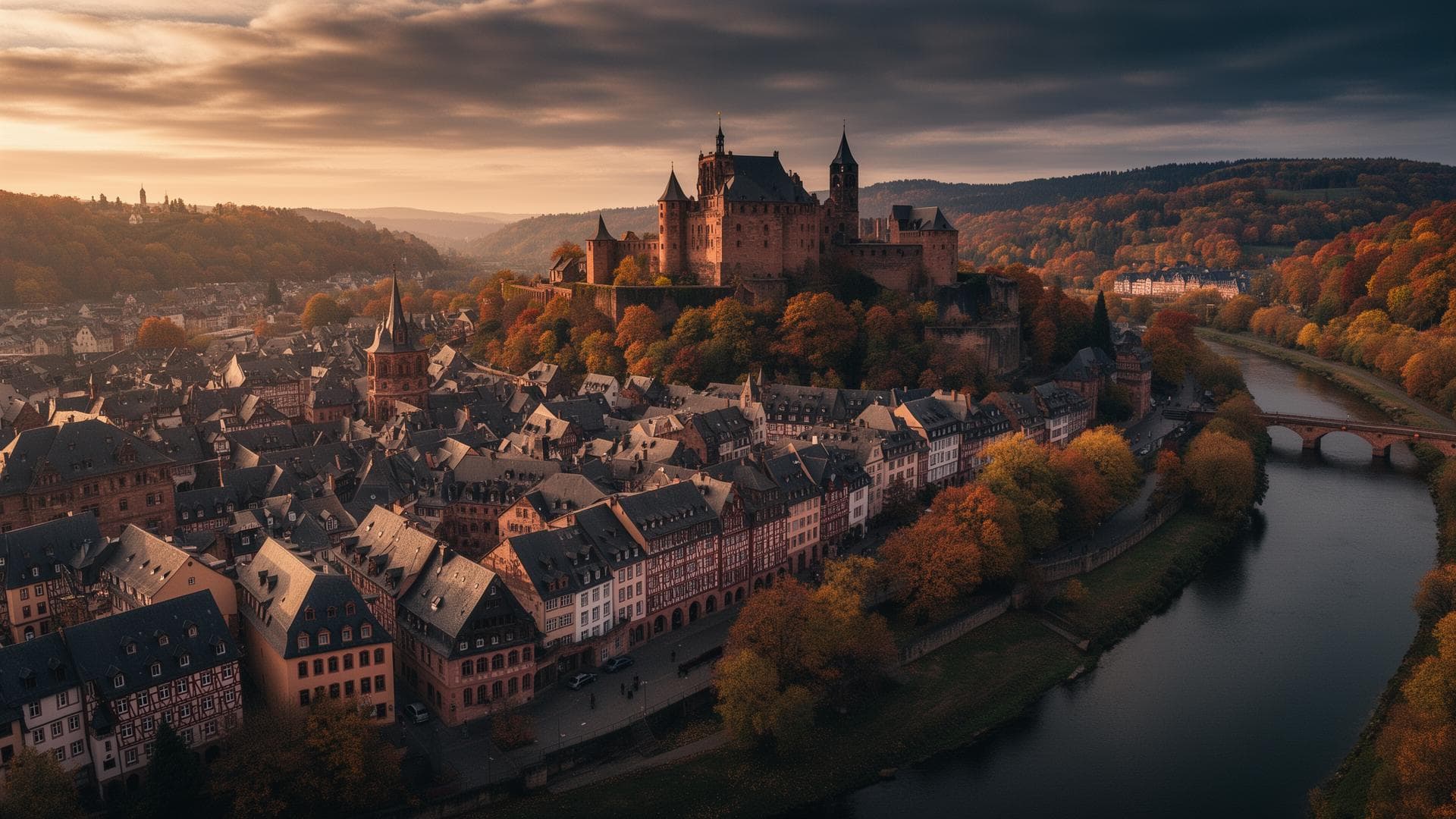 Heidelberg German town panoramic view