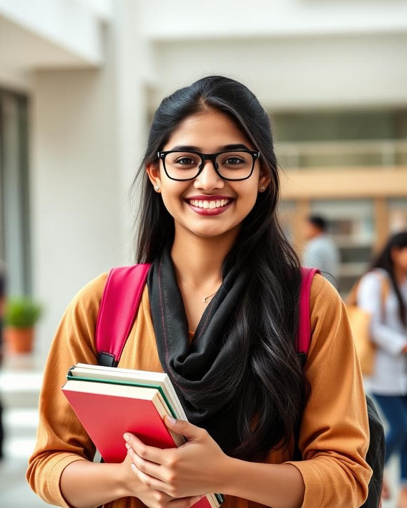 Happy student studying abroad