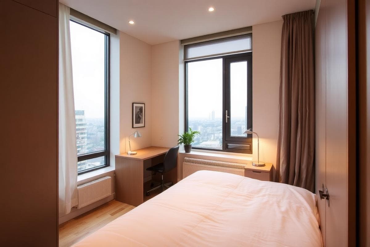Modern student studio room with city view from uhomes