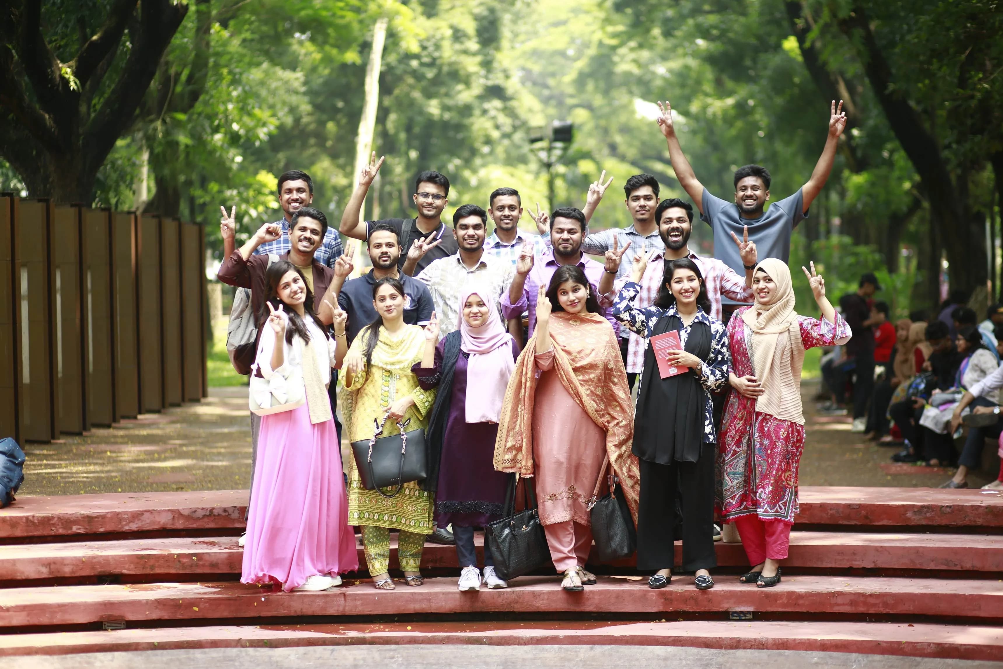 Happy international students