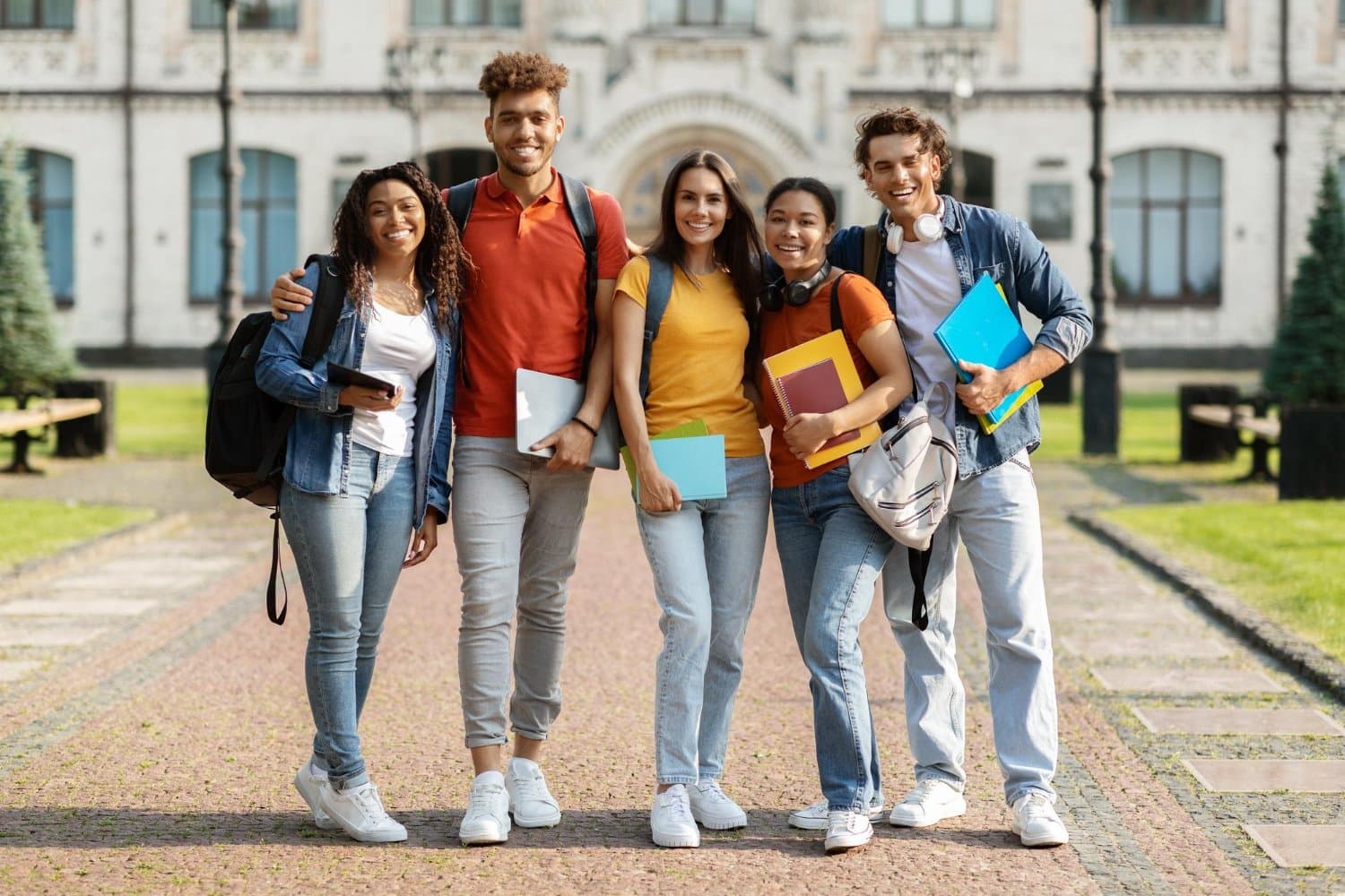 Happy international students